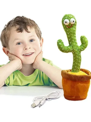Singing Talking Recording Dancing Cactus Toy – Green Brown