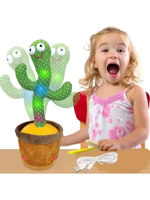 Singing Talking Recording Dancing Cactus Toy – Green Brown