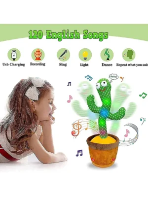 Singing Talking Recording Dancing Cactus Toy – Green Brown