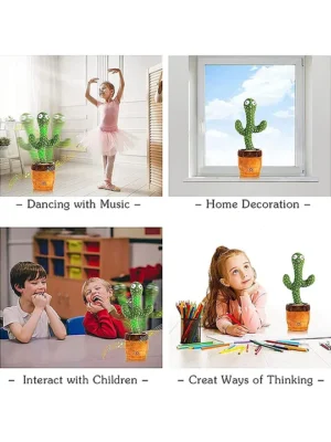 Singing Talking Recording Dancing Cactus Toy – Green Brown