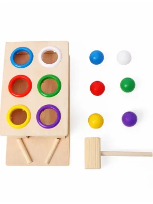 Prime Wooden Hammer Ball Knock Pounding Bench With Box Case – Multicolour